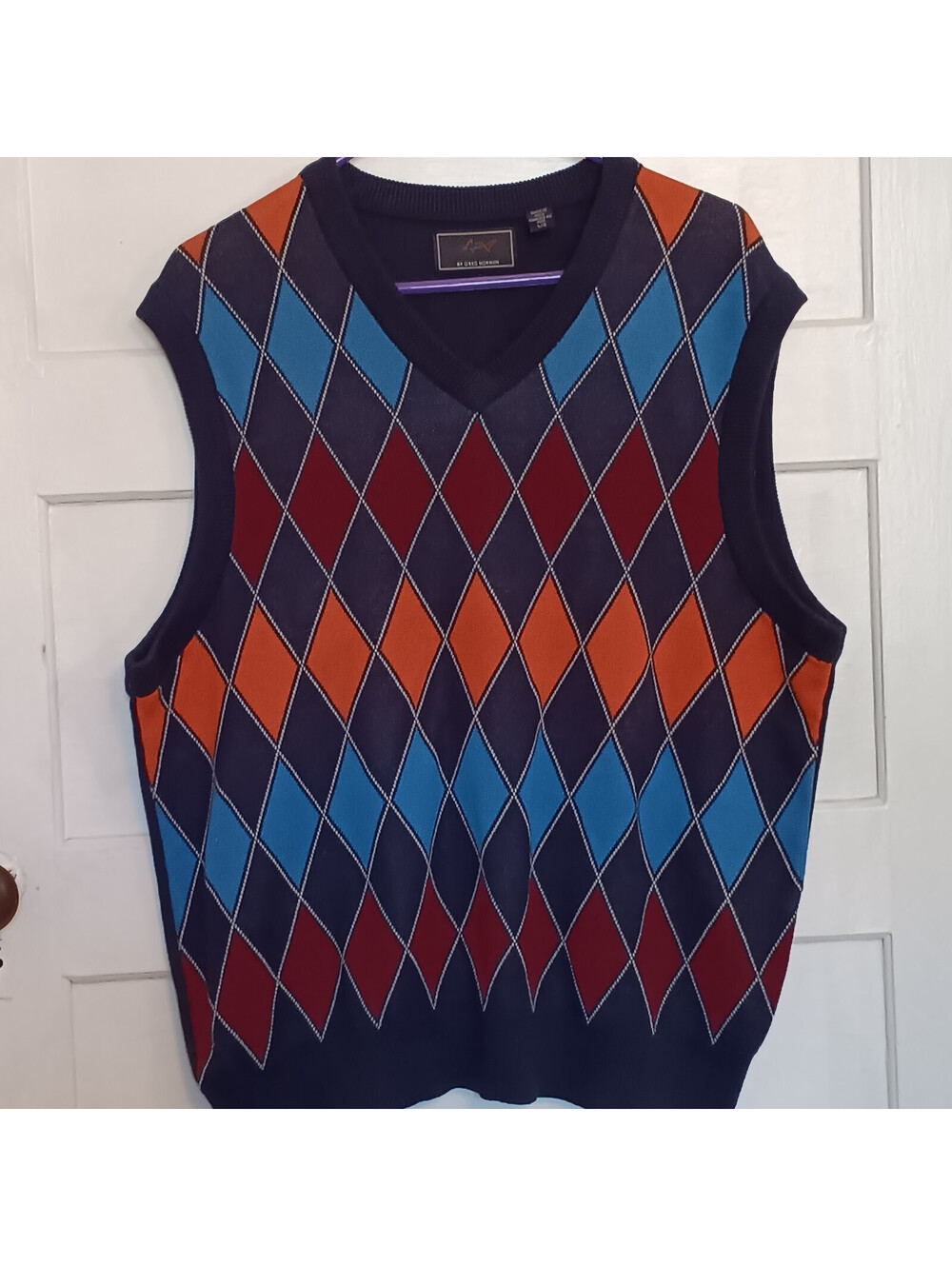 Greg Norman Golf Country Club Sweater Vest Cotton Mens Sz Large Spring Colorful